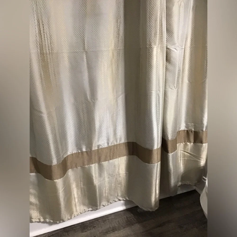Cream and Tan Shower Curtain - never used